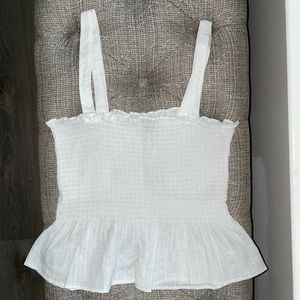 White linen fitted crop top